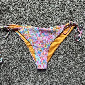 Altar'd State Floral & Yellow Tie-Side Bikini Bottom